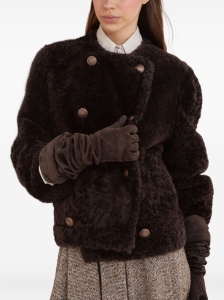 Brunello Cucinelli Fuzzy shearling reversible cropped pea coat - Img 4