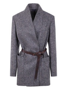 Brunello Cucinelli Herringbone belted blazer