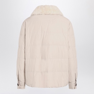 Brunello Cucinelli Light gray jacket with fur collar - Img 2