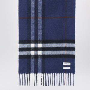 Burberry Blue cashmere scarf with Check pattern - Img 2
