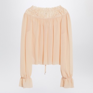 Chloé Blouse with tie in pink silk georgette - Img 2