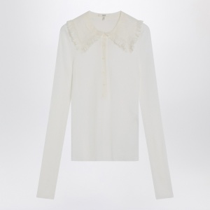 Chloé White Henley shirt in wool knit
