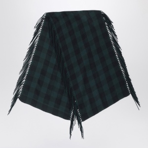 Destin British green check wool and cashmere shawl