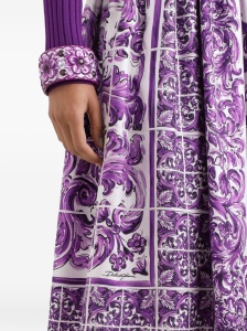 Dolce & Gabbana Gathered twill skirt with maiolica print - Img 4