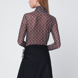 Dries Van Noten Semi-transparent brown print turtleneck jumper - Img 2