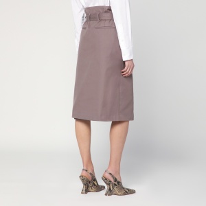 Dries Van Noten Taupe skirt in cotton with belt - Img 2