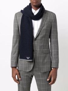 Emporio Armani ribbed knit embroidered logo scarf & beanie set - Img 2