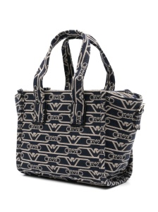 Emporio Armani Small tote bag in all-over monogram jacquard canvas - Img 3
