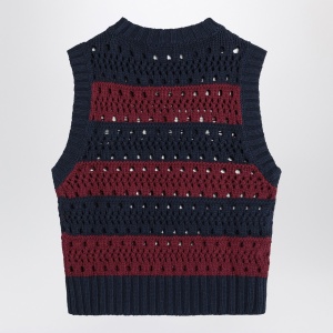 GANNI Striped openwork vest with logo inlay - Img 2