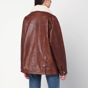 HALFBOY Brown leather jacket with shearling collar - Img 2