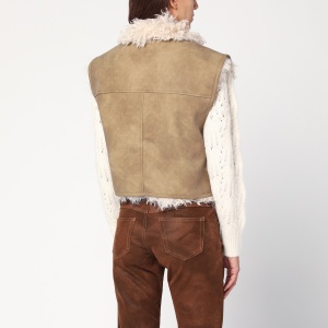 ISABEL MARANT Étoile Taupe vest with shearling-effect lining - Img 2