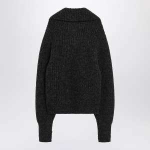 LEMAIRE Black/brown zip cardigan in alpaca blend - Img 2