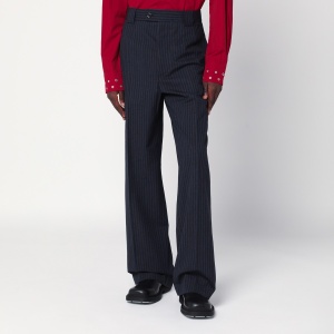 NAMACHEKO Midnight blue striped wool trousers