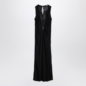 ROTATE Birger Christensen Black midi dress with mesh insert