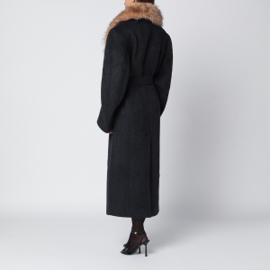 ROTATE Birger Christensen Grey coat with faux fur collar - Img 2
