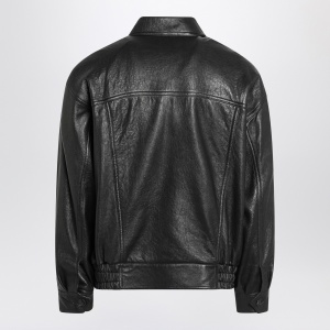 Saint Laurent Black balloon bomber jacket in leather - Img 2