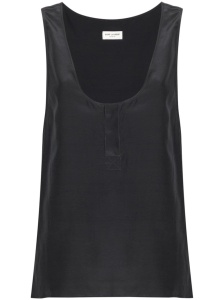 Saint Laurent Henley-neck silk tank top