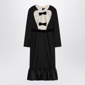 Valentino Black midi wool dress with bows