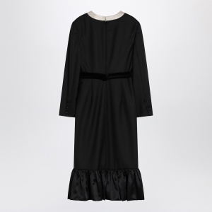 Valentino Black midi wool dress with bows - Img 2
