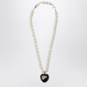 Valentino Garavani Black Coeur Royal pearl necklace