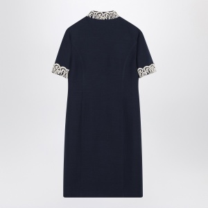 Valentino Indigo blue dress with macramé trim - Img 2