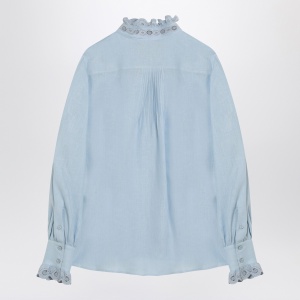 Valentino Light blue linen shirt with ruffles - Img 2