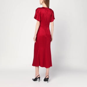 Victoria Beckham Fuchsia pink midi dress with gathered waist - Img 2