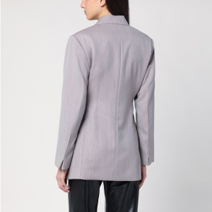 Victoria Beckham Light grey wool jacket with belt - Img 2