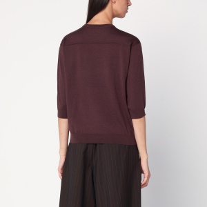 6397 Short-sleeved sweater in espresso brown wool - Img 2