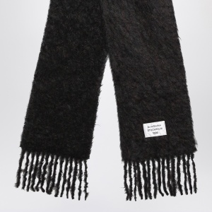 Acne Studios Black wool scarf with logo - Img 2