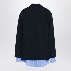 Acne Studios Navy blue single-breasted jacket with shirt detail - Img 4
