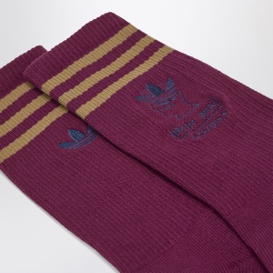 adidas x Brain Dead Maroon red socks with logo - Img 2