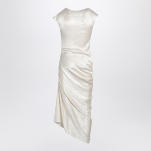 Alexander McQueen Ivory asymmetrical draped dress - Img 2