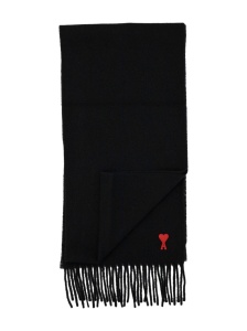 Ami Paris Ami de Coeur fringed-edge wool scarf - Img 2