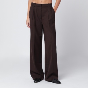 ANINE BING Brown wide-leg wool blend trousers