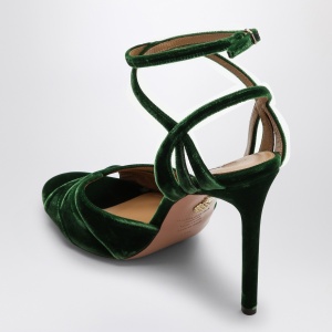 Aquazzura High dark green velvet sandal - Img 2