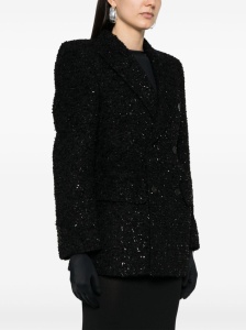 Balenciaga Hourglass tweed-texture padded-shoulder wool-blend blazer - Img 3
