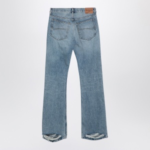 Balenciaga Light blue jeans with distressed hem - Img 2