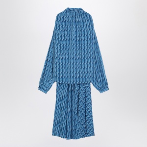 Balenciaga Midi dress with bow and blue print - Img 2
