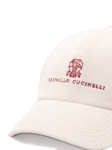 Brunello Cucinelli Baseball hat in comfortable cotton and cashmere corduroy with embroidered logo - Img 3