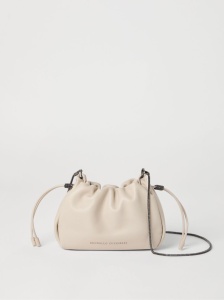 Brunello Cucinelli Bucket Mellow mini bag in Soft leather with Precious Chain - Img 3