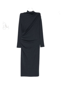 Brunello Cucinelli High-neck gathered midi dress