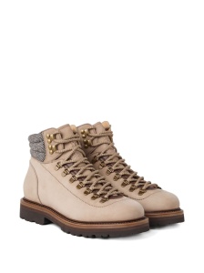 Brunello Cucinelli Nubuck mountain-style boots with wool and cashmere insert - Img 3