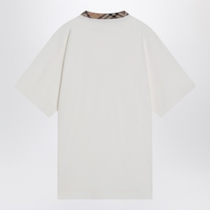 Burberry White cotton T-shirt with Check finishes - Img 2