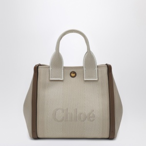 Chloé Carry Small tote bag in beige striped canvas - Img 2