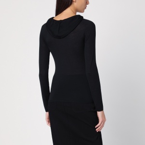 Courreges Courrèges Light wool black hooded sweater - Img 2