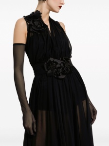 Dolce & Gabbana Long silk chiffon dress with floral appliqué - Img 4