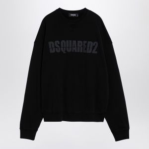 Dsquared2 Black cotton crew-neck sweatshirt with logo