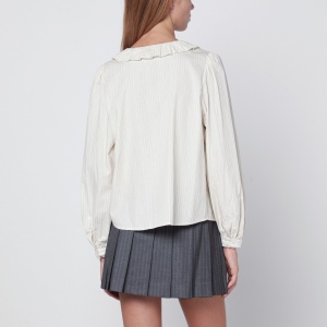 Dunst Light beige striped shirt with ruffles - Img 2