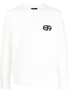 Emporio Armani Double-jersey sweatshirt with embossed embroidered EA logo